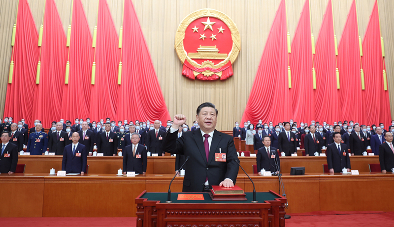 2023年3月10日，習近平進(jìn)行憲法宣誓。